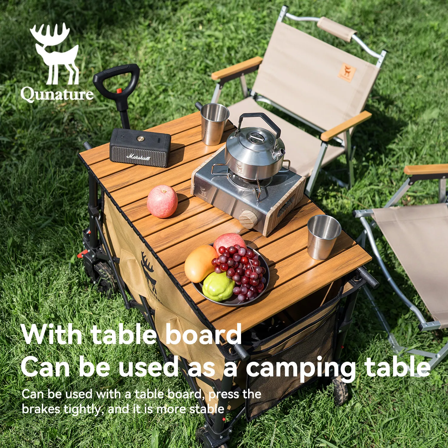 Qunature 220lbs Foldable Utility Wagon Cart with 360° Swivel Wheels - Image 11