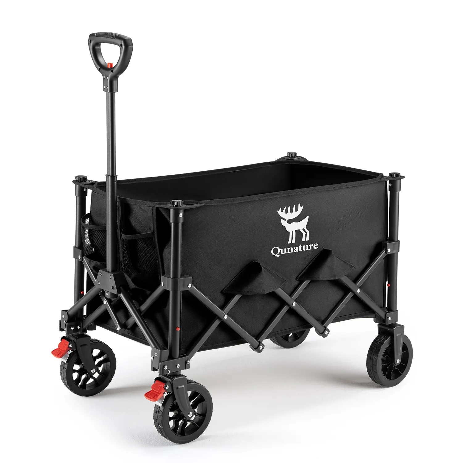 Qunature 220lbs Foldable Utility Wagon Cart with 360° Swivel Wheels - Image 3