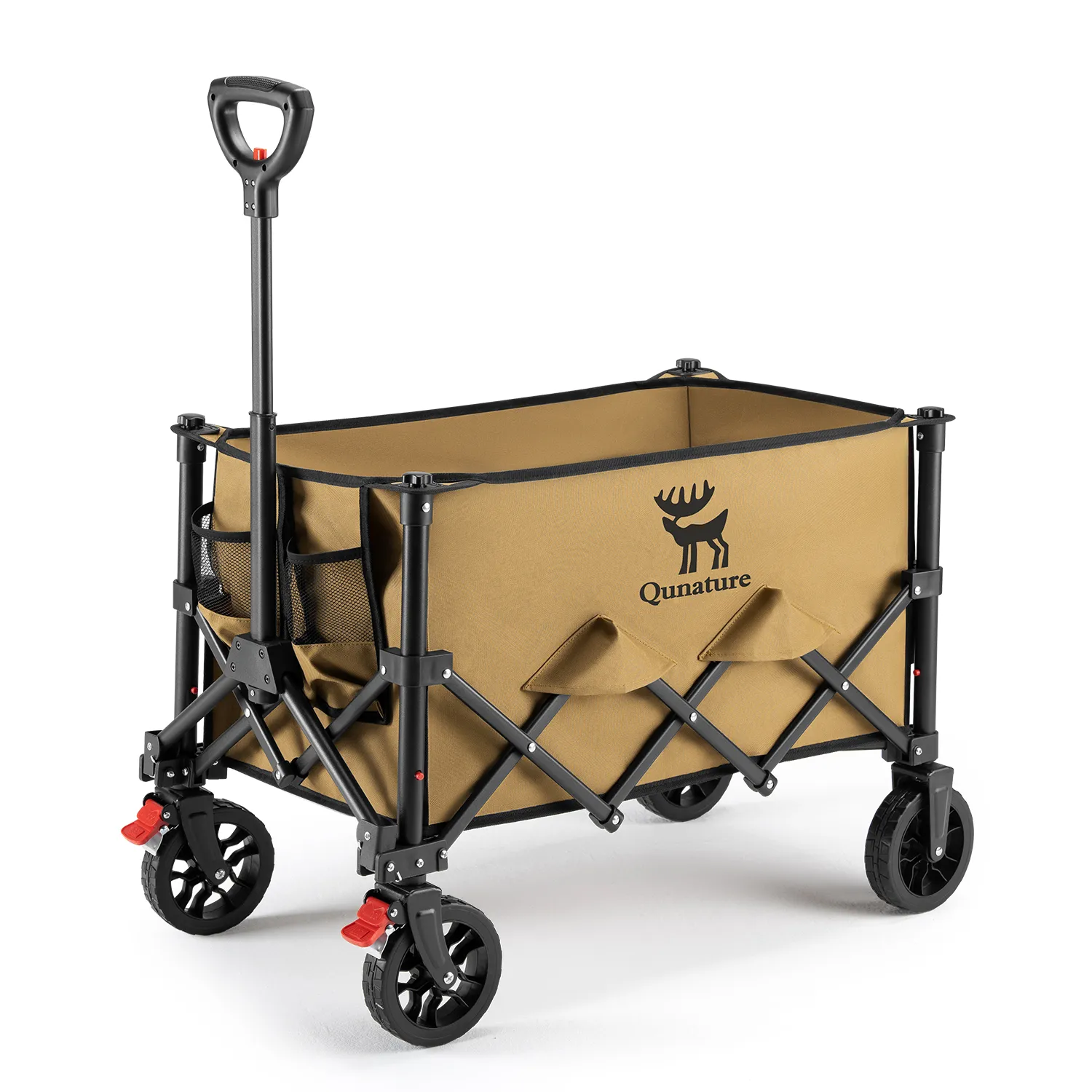 Qunature 220lbs Foldable Utility Wagon Cart with 360° Swivel Wheels - Image 4
