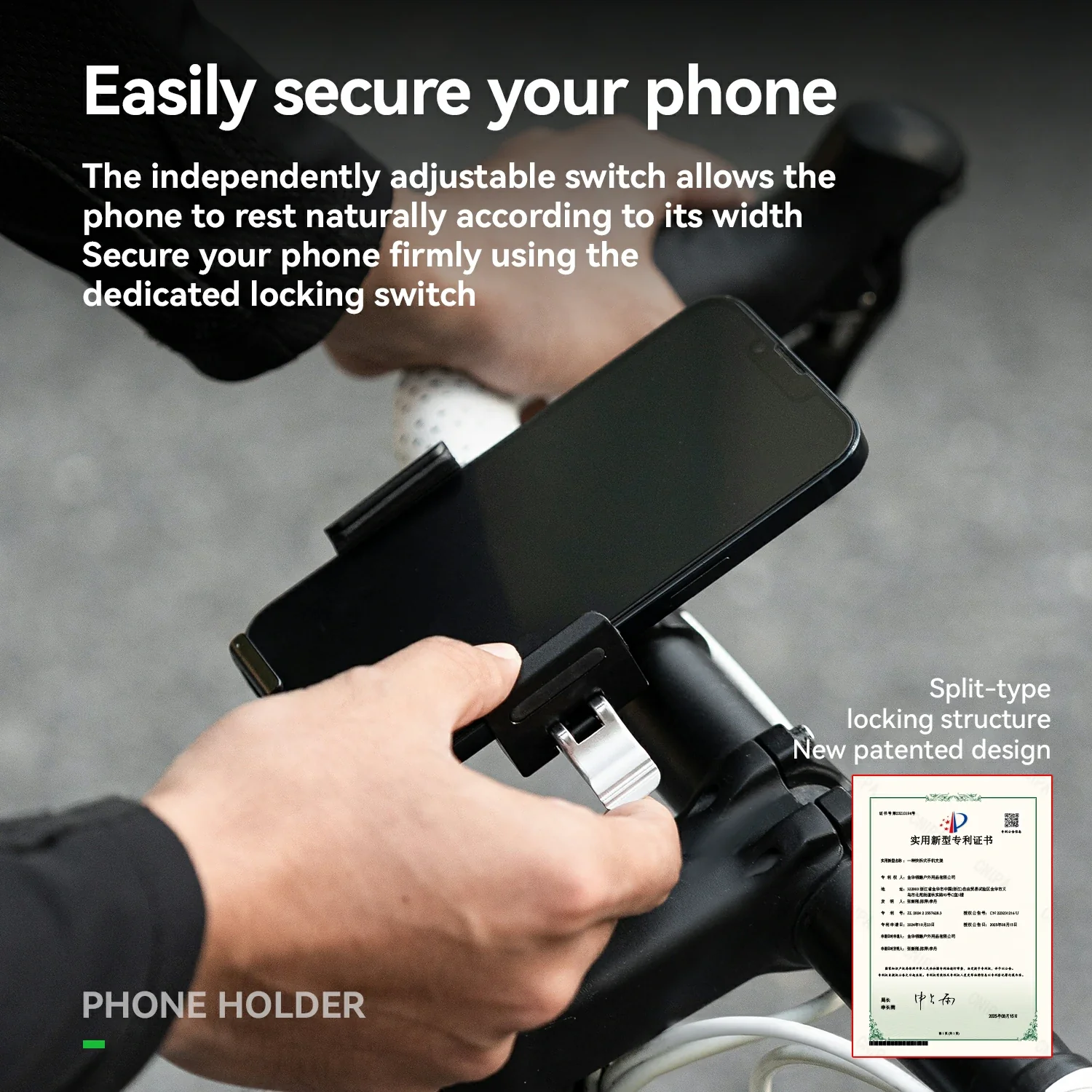 Aluminum Anti-Shake Cell Bike Phone Holder, Motorcycle Phone Mount for 2.56–3.74" - Image 2