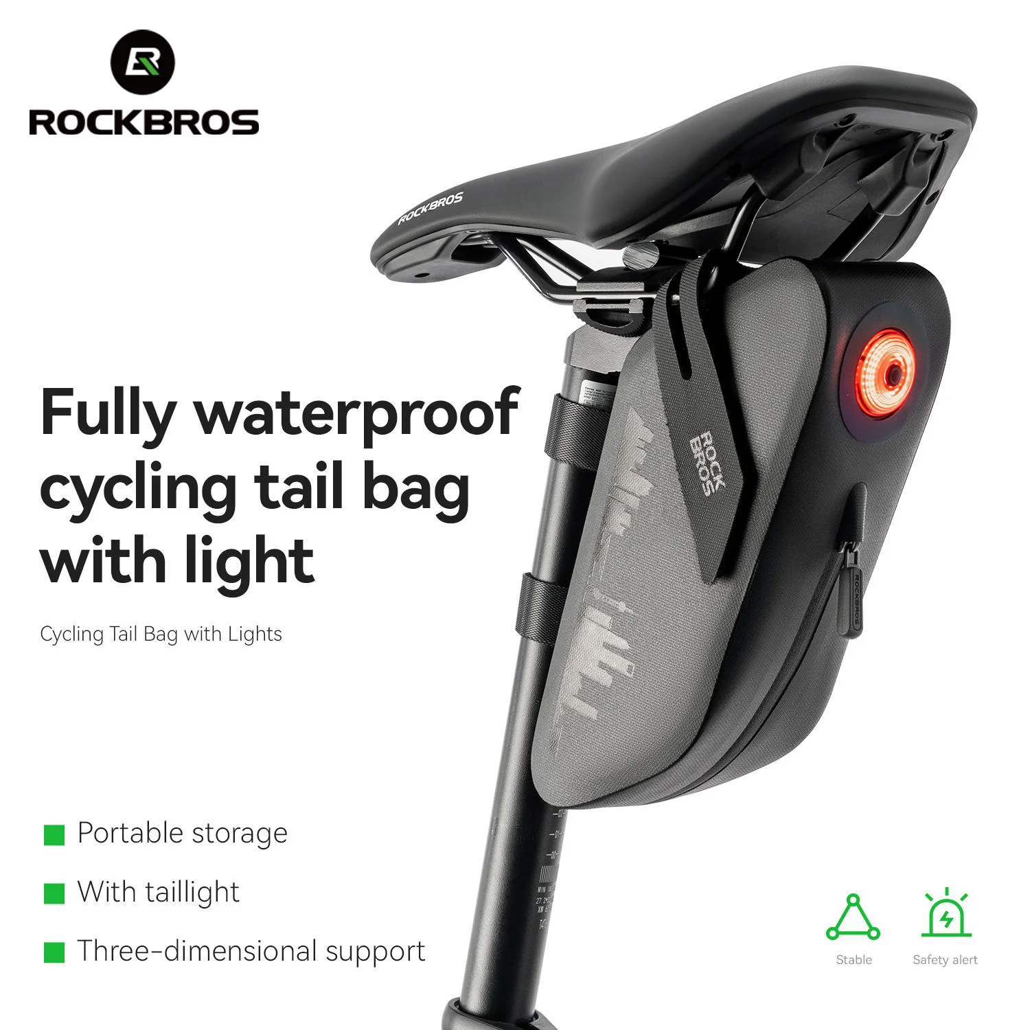 Bicycle Tail Bag with Light and Brake Sensor - Image 2