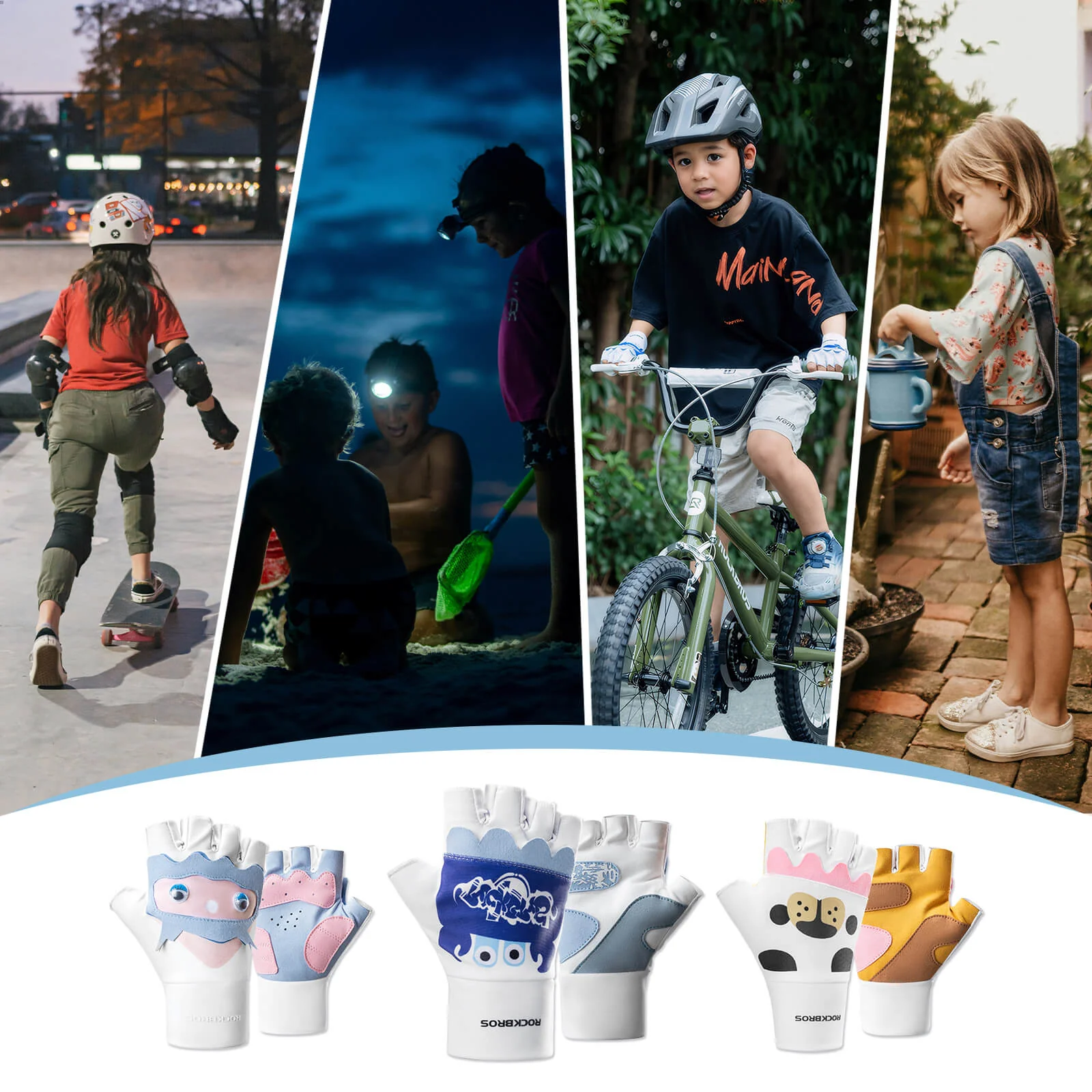 Cute Kids Half-Finger Cycling Gloves Non-Slip Padded Unisex - Image 6