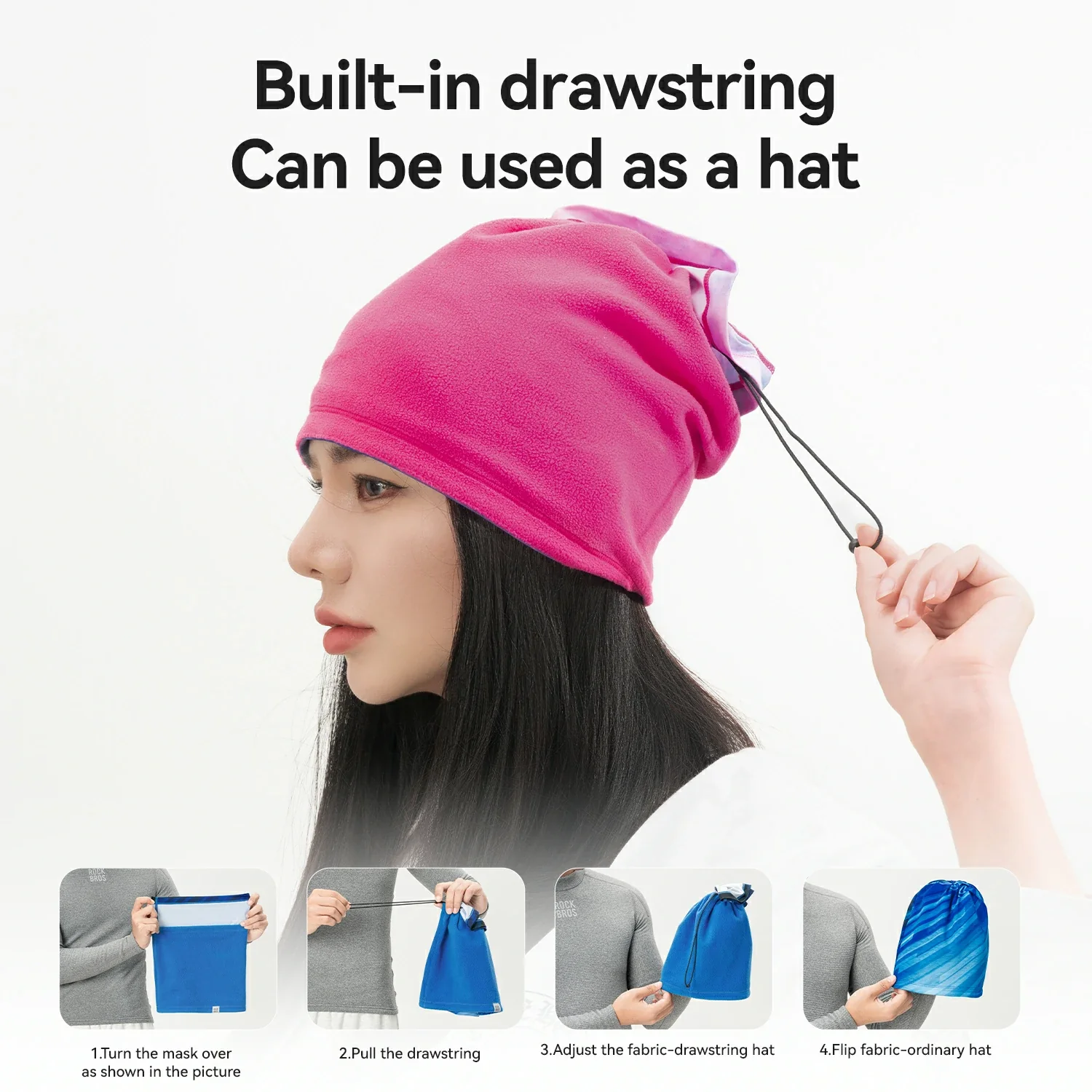 Winter Fleece 3 IN 1 Cycling Mask Hat Reversible - Image 24
