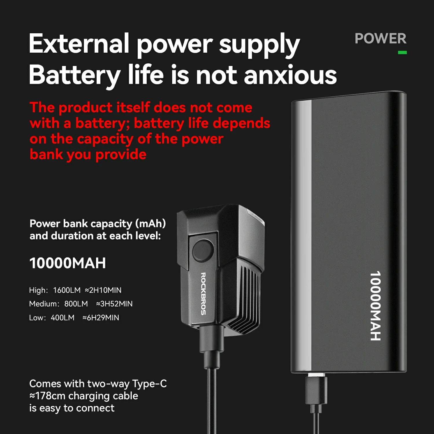 Front Light External Power Supply 1600LM USB-C - Image 2