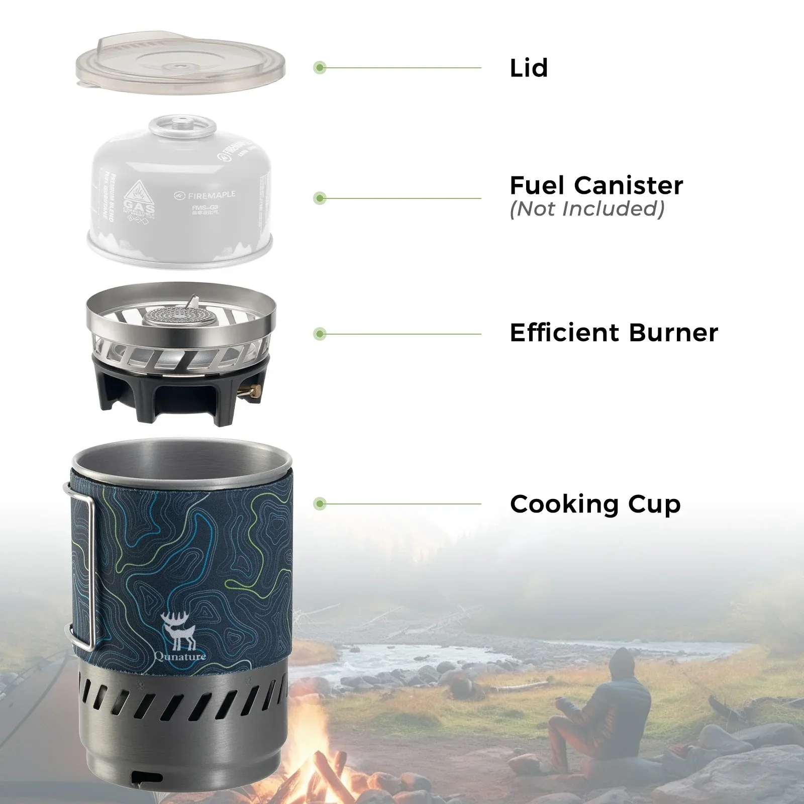 Qunature Integrated Heat Collection Stove System for Camping, Hiking and Outdoor Adventures - Image 4