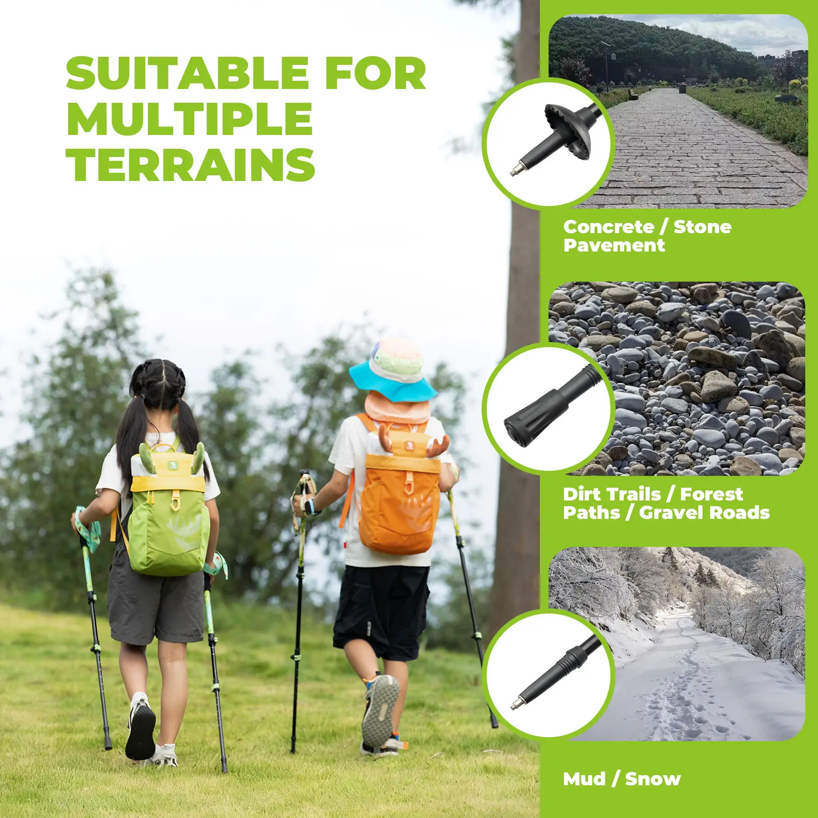 Qunature Kids Aluminum Trekking Pole with Adjustable Height - Image 10