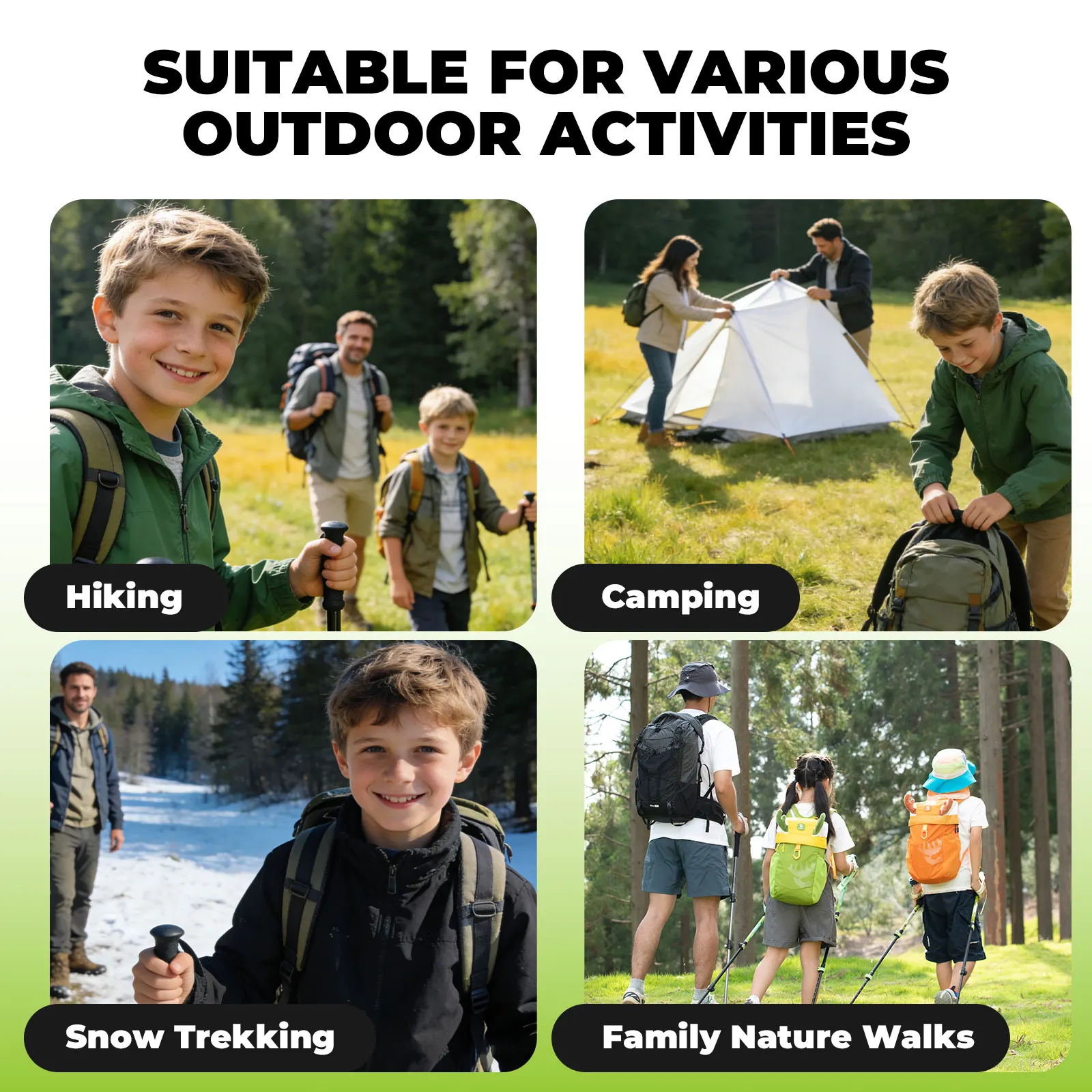 Qunature Kids Aluminum Trekking Pole with Adjustable Height - Image 12