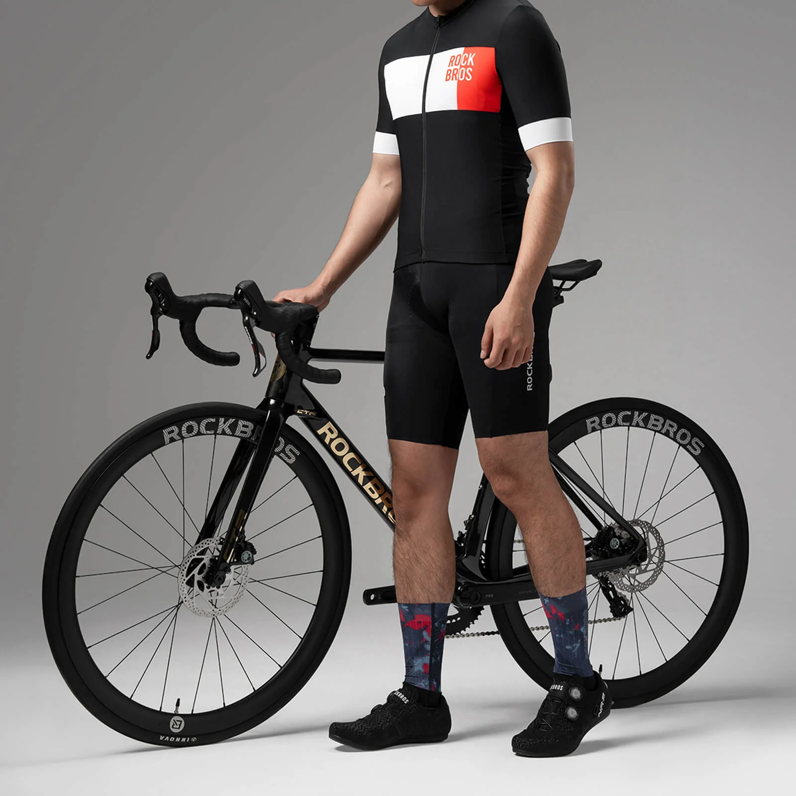 Men Summer Short Sleeve Cycling Jersey Breathable Colourblock - Image 6