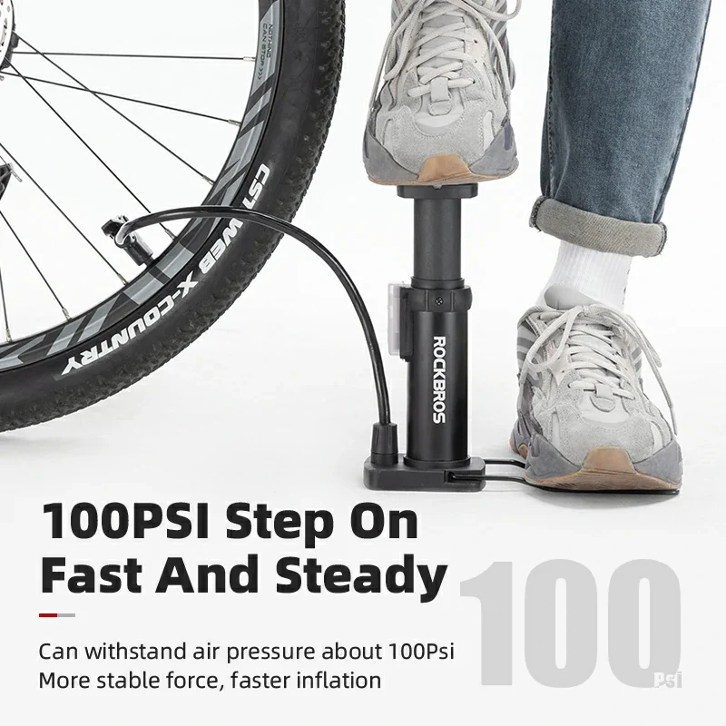 Mini Portable Aluminum Bike Floor Pump with Presta and Schrader 100PSI - Image 5