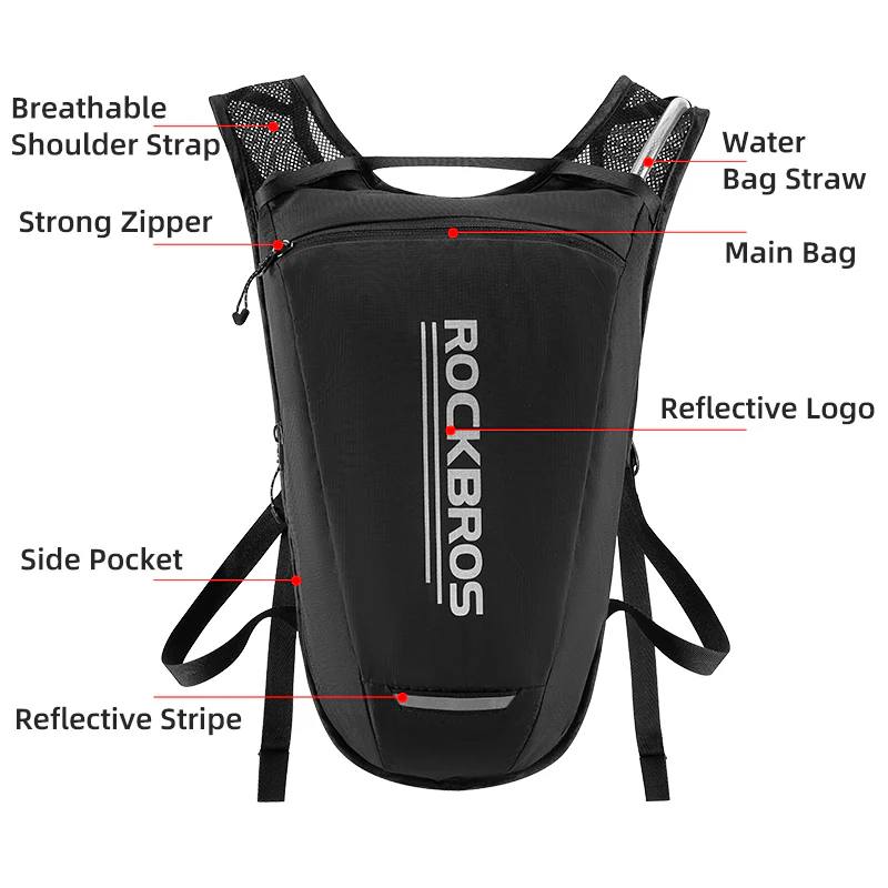 ROCKBROS Hydration Pack with 2L Leak-Proof Bladder for Hiking, Cycling, Running - Image 3