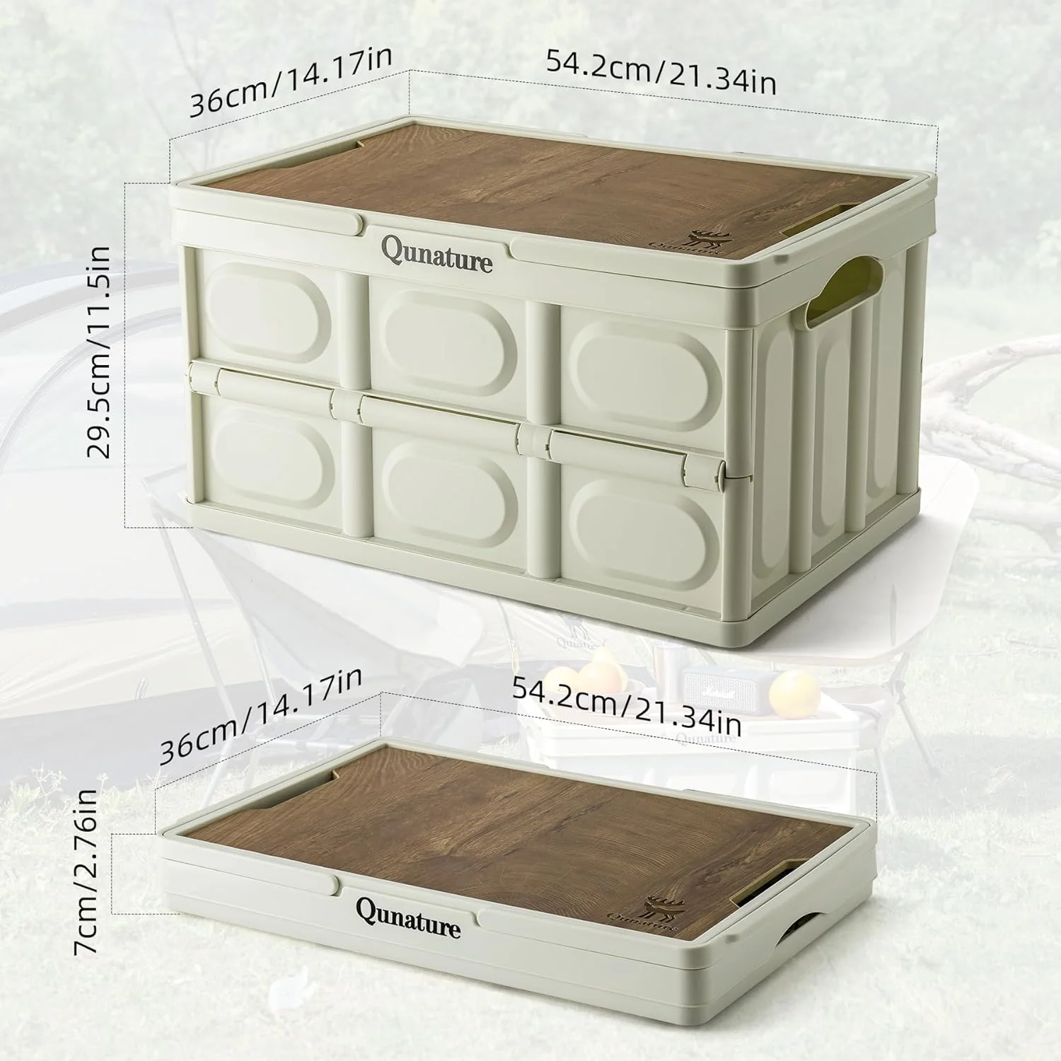 Qunature 55L Collapsible Storage Bin with Lid and Handle - Image 2