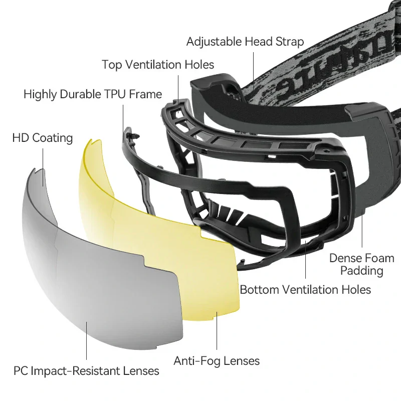 Qunature Anti-Fog Ski Goggles UV400 Protection Double-Layer Lenses for Clear View - Image 9