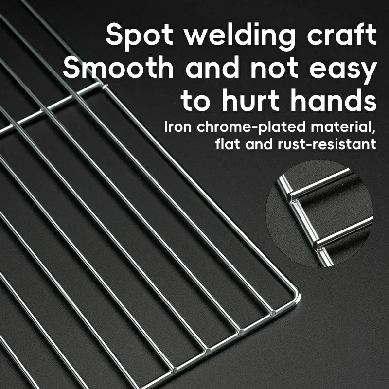 Qunature Durable Iron Chrome BBQ Grill Net with Rounded Corners for Easy Use - Image 6