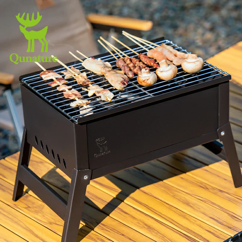 Qunature Foldable BBQ Grill with Durable Chrome-Plated Net and Ventilation - Image 5