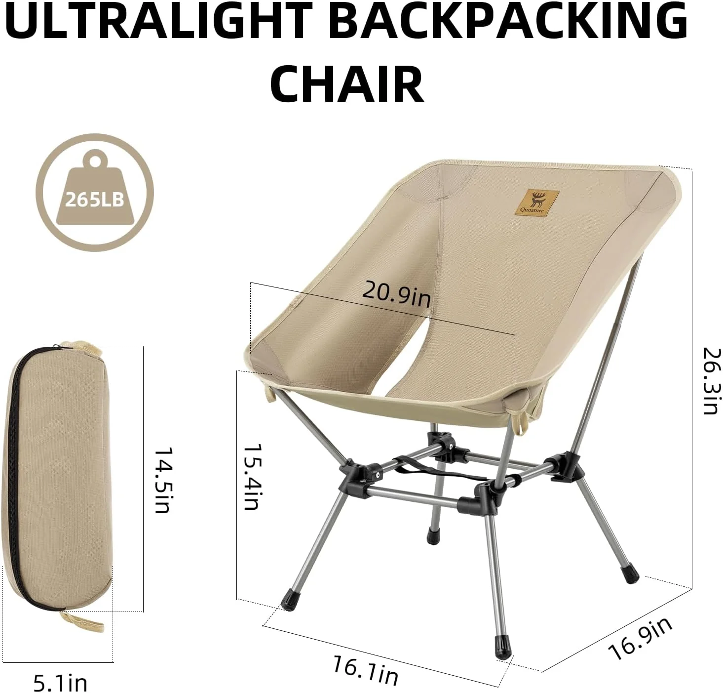 Qunature Ultra Lightweight Folding Camp Chair with Storage Bag Supports 260 lbs - Image 11