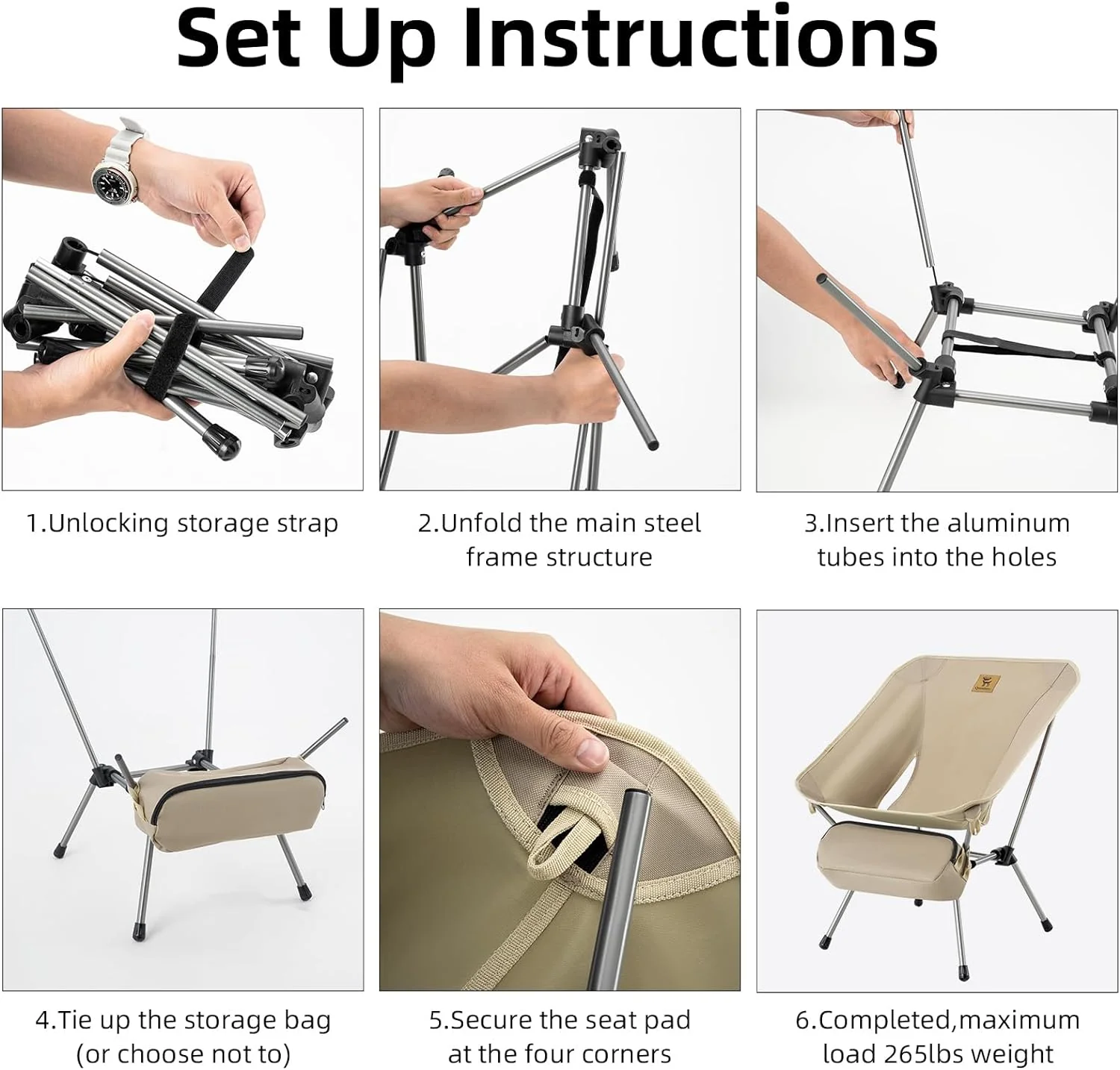 Qunature Ultra Lightweight Folding Camp Chair with Storage Bag Supports 260 lbs - Image 7