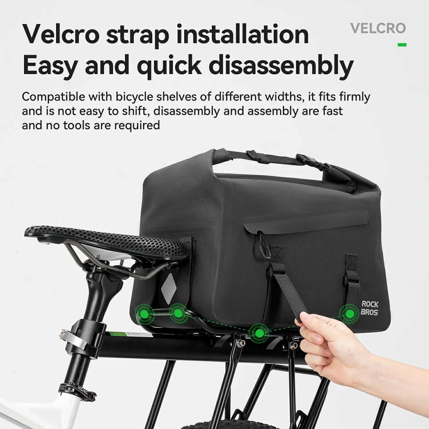 RideMate 100% Waterproof Bike Rear Rack Bag 16L - Image 4