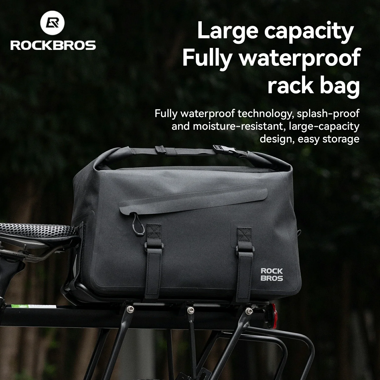 RideMate 100% Waterproof Bike Rear Rack Bag 16L - Image 5