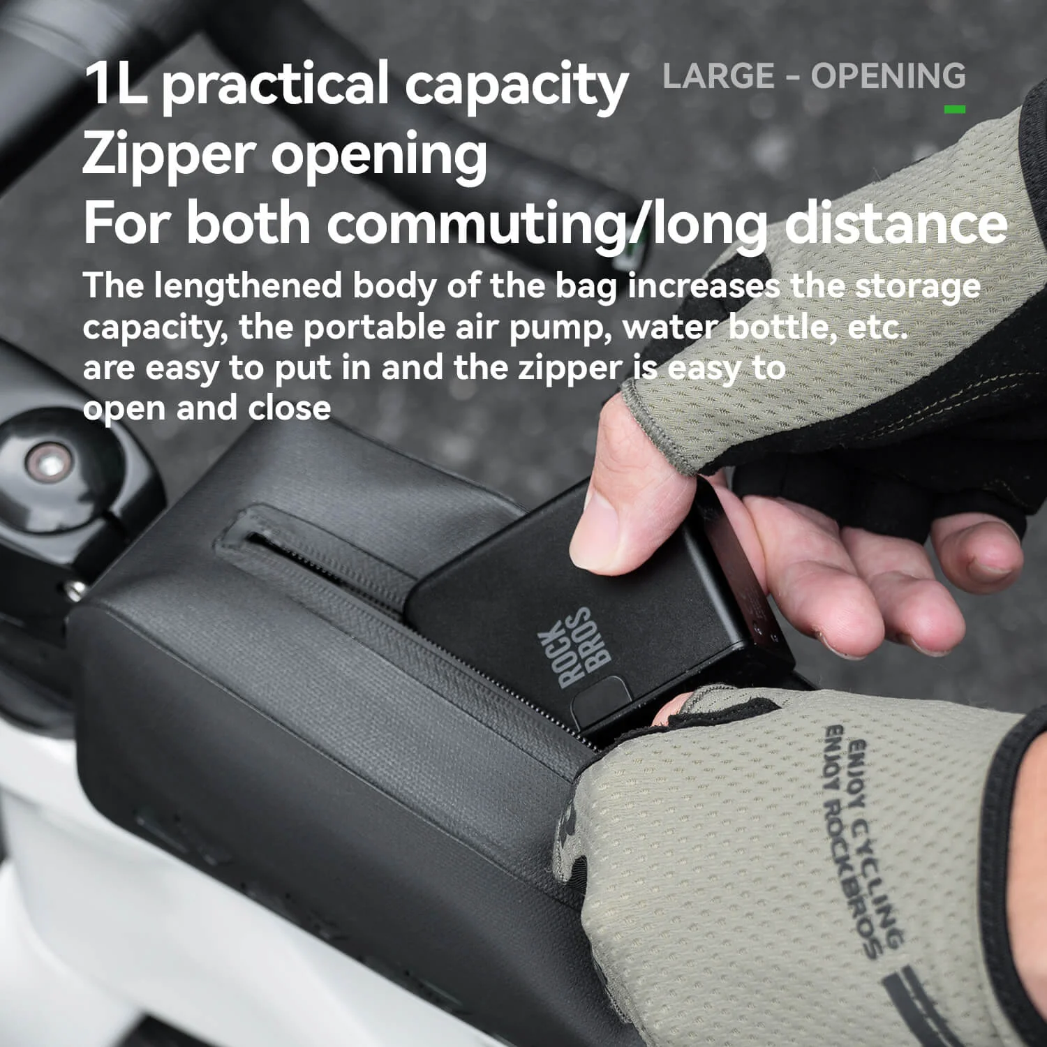ROCKBROS 1L 100% Waterproof Bike Frame Bag Road To Sky - Image 11