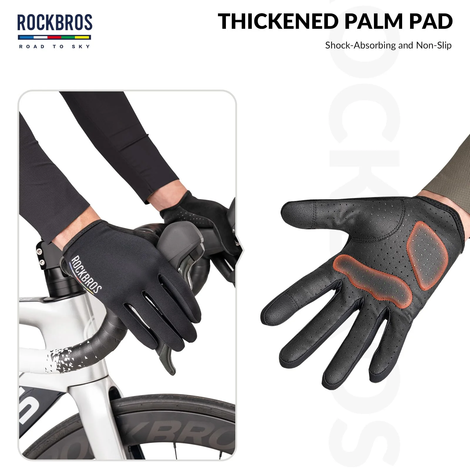 ROCKBROS Road-to-Sky Spring Summer Cycling Gloves Full Finger Touch Screen - Image 4