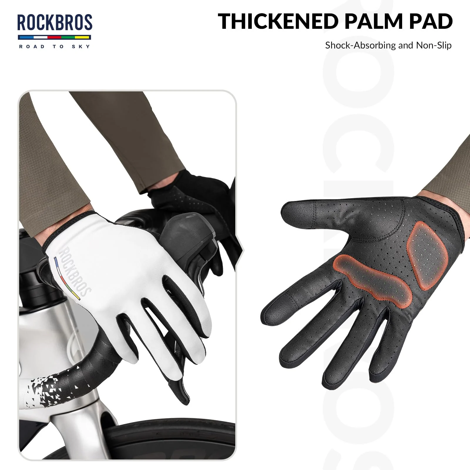 ROCKBROS Road-to-Sky Spring Summer Cycling Gloves Full Finger Touch Screen - Image 9