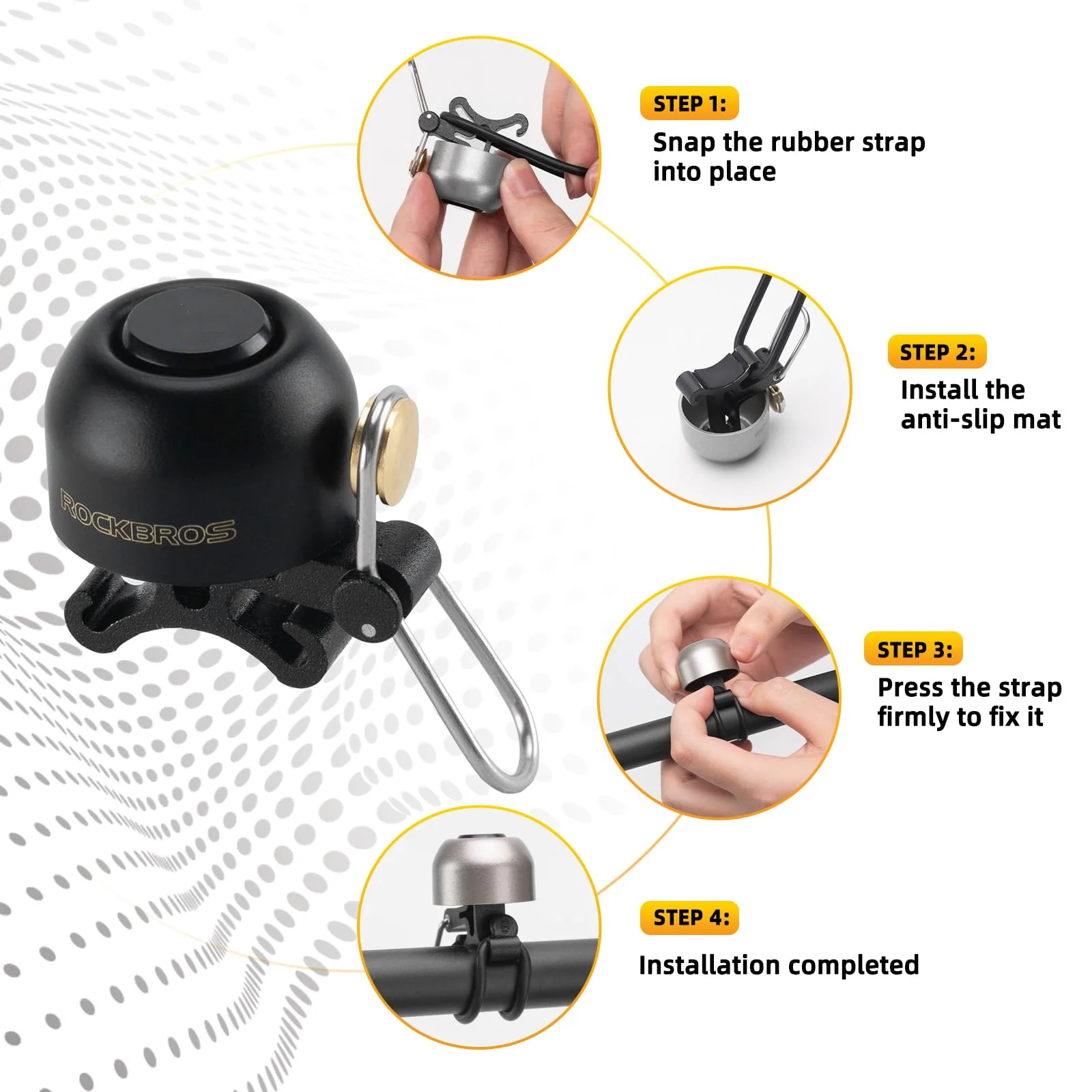 ROCKBROS 100dB Bike Bell, Loud Bicycle Bell for Adults & Kids, Fits 0.87-1.34in Handlebars - Image 8