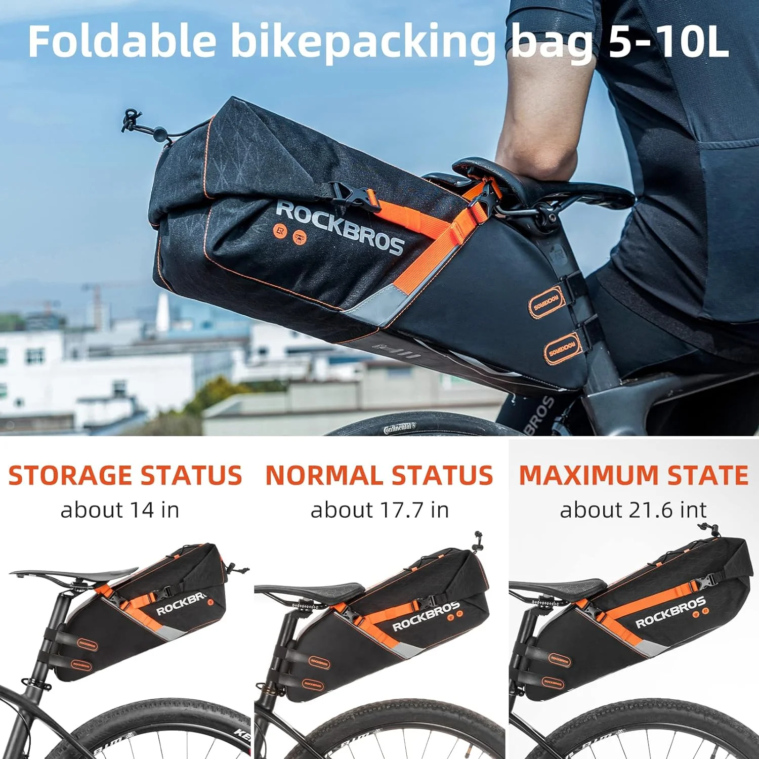 ROCKBROS 10L Waterproof Bike Saddle Bag Large Capacity Easy Install - Image 6