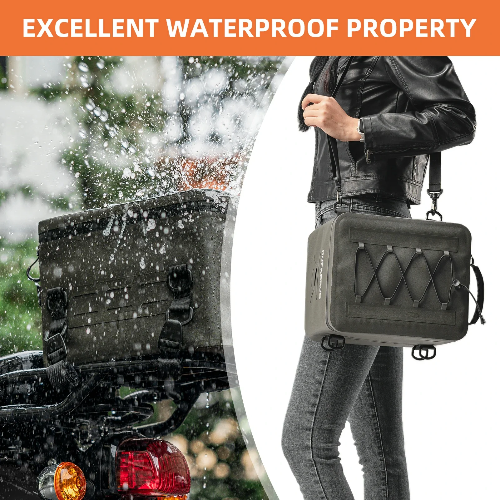 ROCKBROS 13L Waterproof Motorcycle Tail Bag Saddlebag Rear Rack Trunk - Image 5