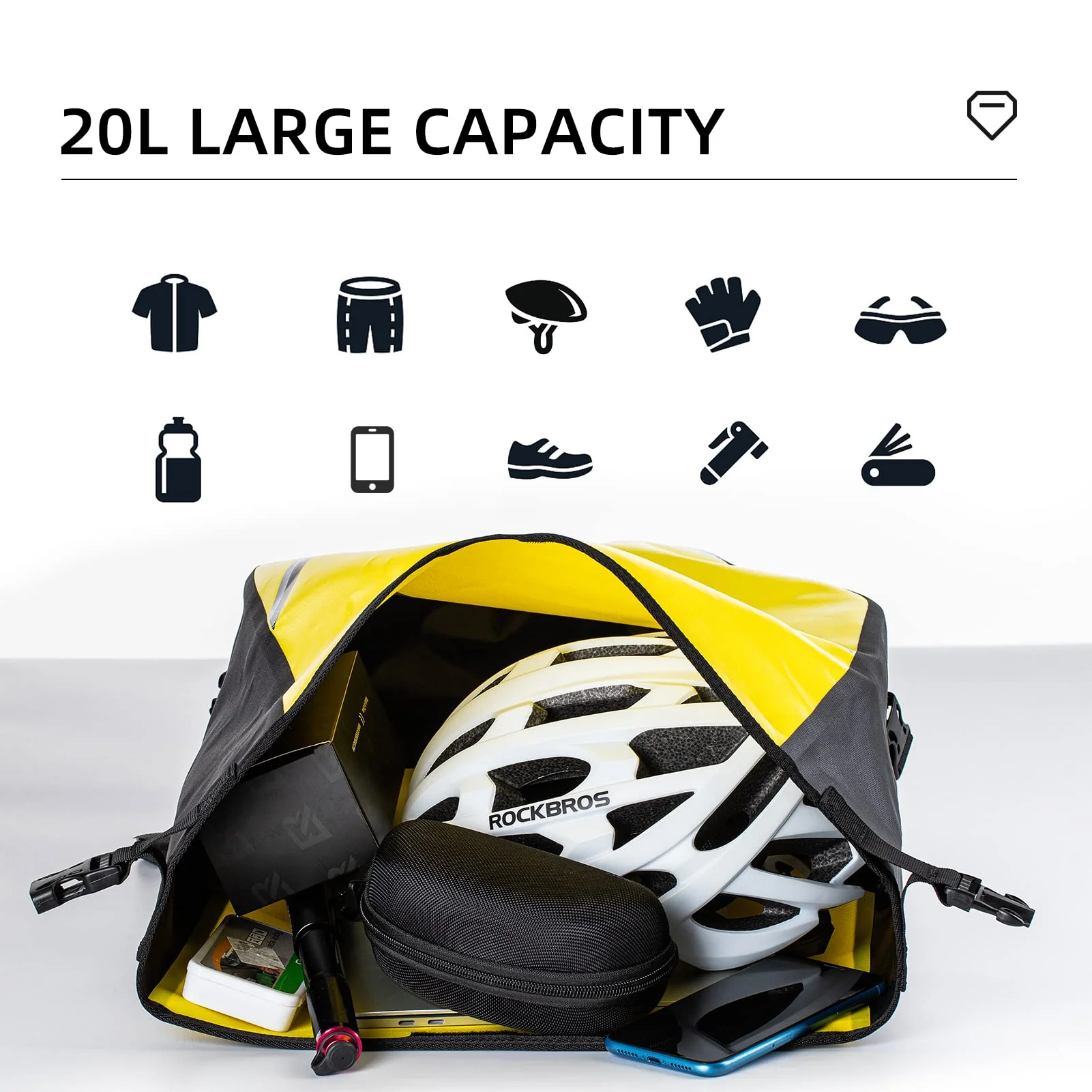 ROCKBROS 20L Triangle Waterproof Bike Rear Rack Pannier Bag for Grocery Touring Cycling - Image 9