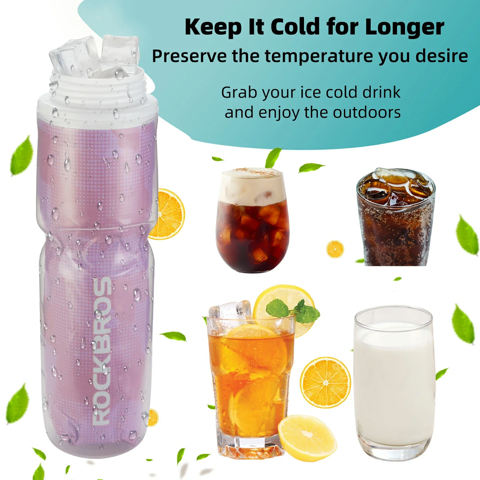 ROCKBROS 24OZ Insulated Bike Water Bottle - Image 10
