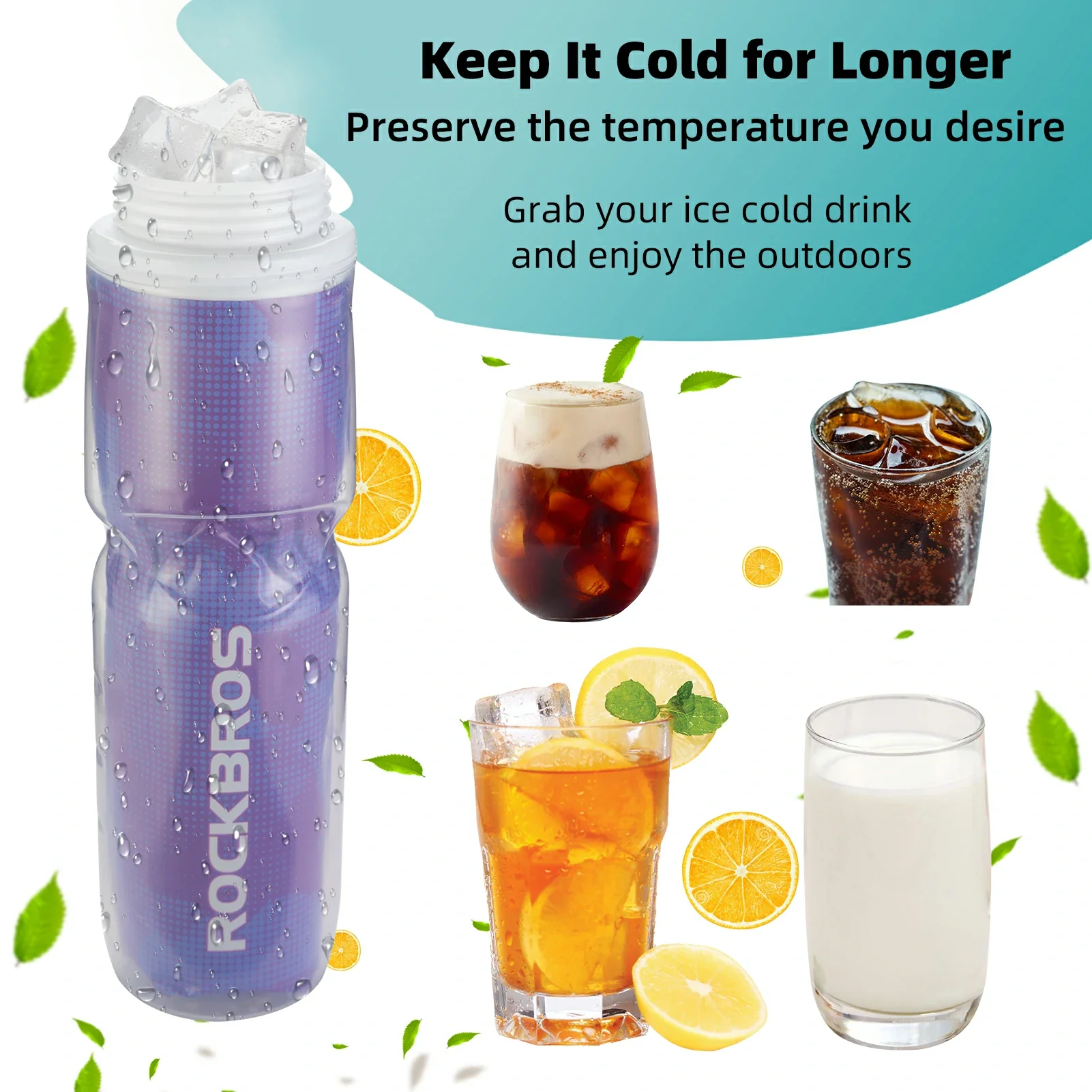 ROCKBROS 24OZ Insulated Bike Water Bottle - Image 7