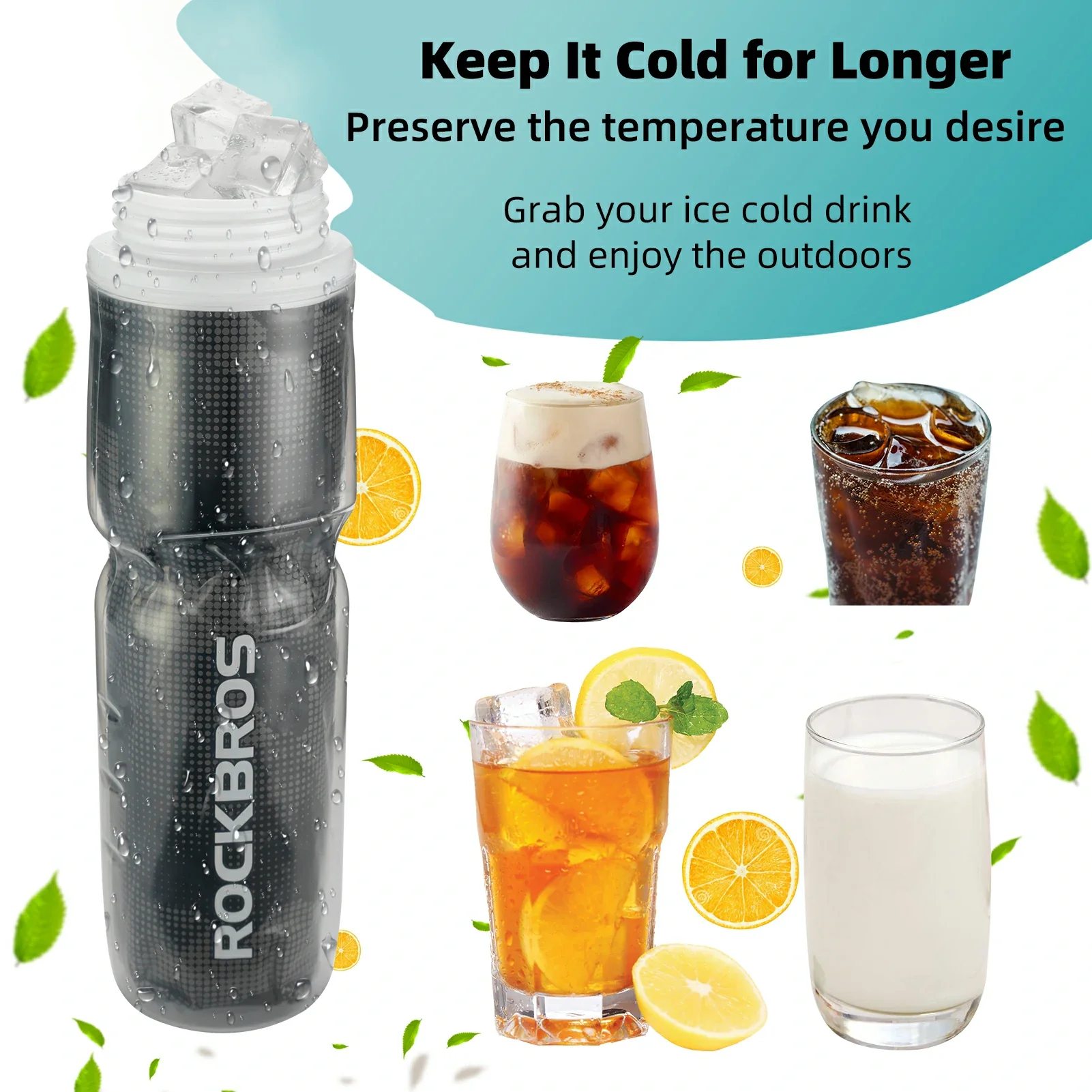 ROCKBROS 24OZ Insulated Bike Water Bottle - Image 8