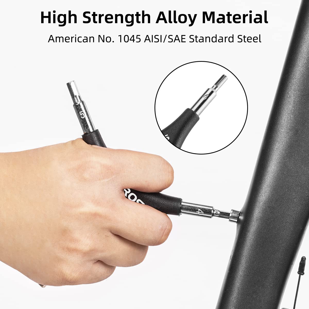 ROCKBROS 3-in-1 Allen Hex Wrench Set, 4/5/6mm Sizes, Black Silver, Steel and PVC - Image 3