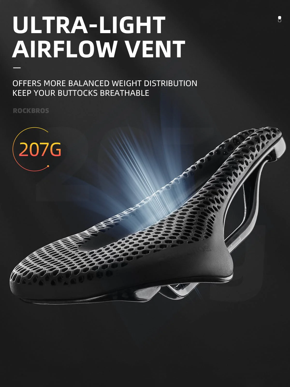 ROCKBROS 3D Printed Carbon Bike Saddle Ergonomic Ultralight Seat - Image 24