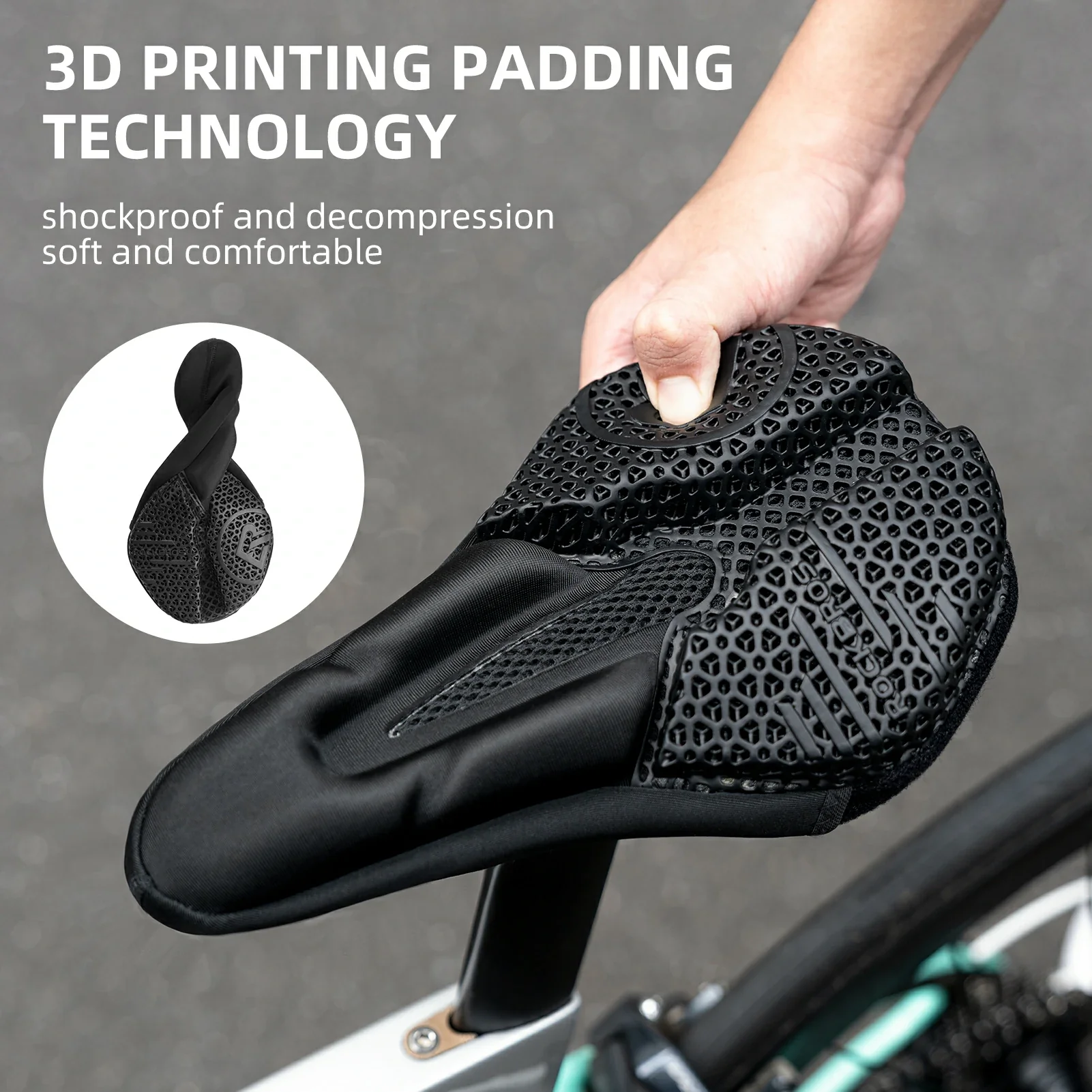 ROCKBROS 3D Printing Cushion Bike Seat Cover - Image 3