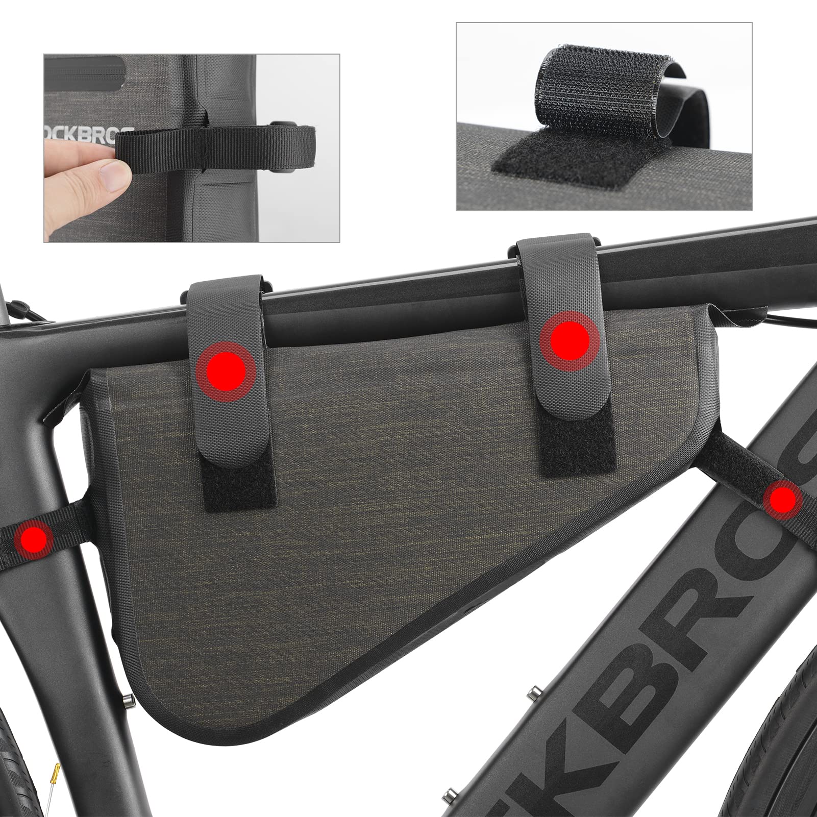 ROCKBROS 5-8L Waterproof Bike Frame Bag Large Triangle Bikepacking Storage Bag for Bicycles - Image 11