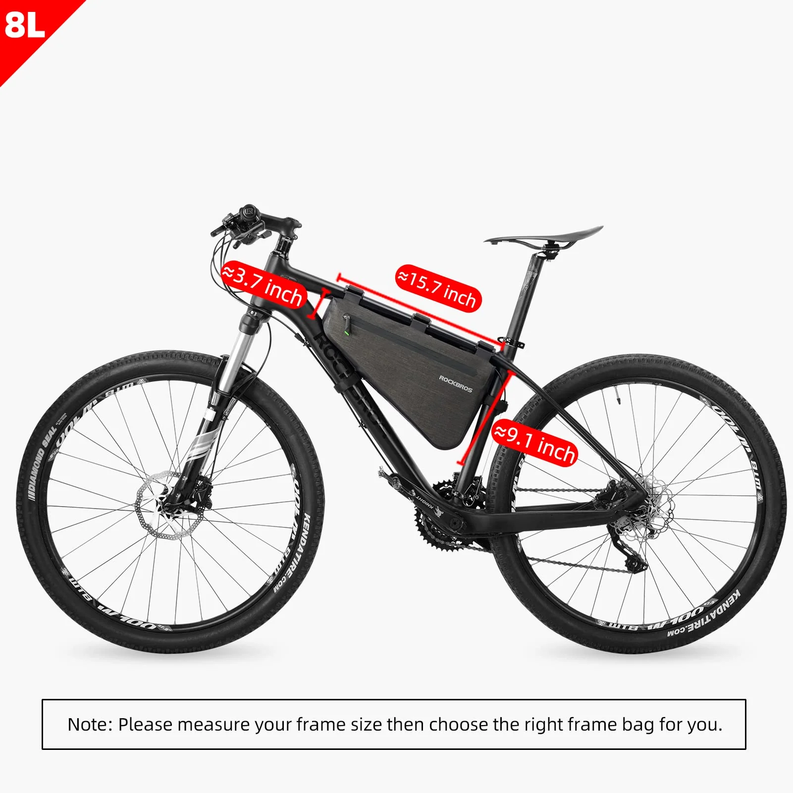 ROCKBROS 5-8L Waterproof Bike Frame Bag Large Triangle Bikepacking Storage Bag for Bicycles - Image 2