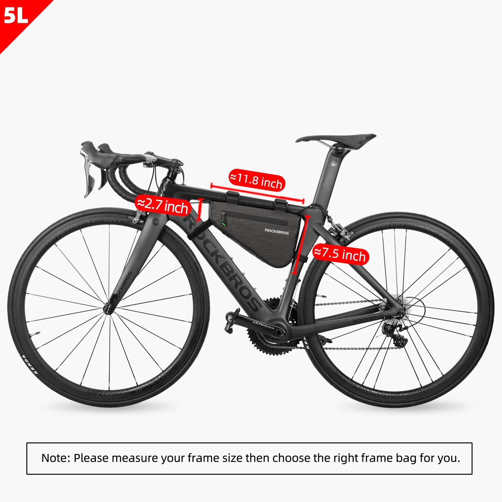 ROCKBROS 5-8L Waterproof Bike Frame Bag Large Triangle Bikepacking Storage Bag for Bicycles - Image 8