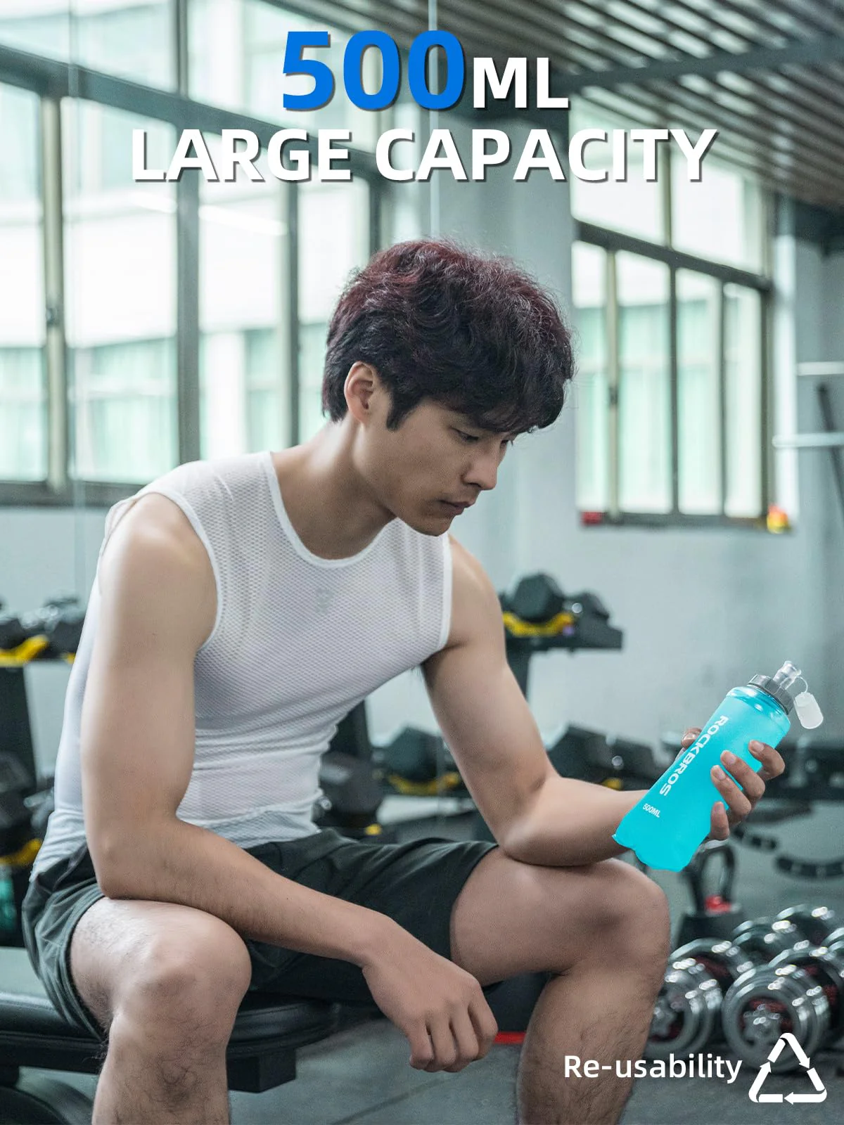 ROCKBROS 500ml Collapsible Soft Flask Flexible Water Bottle for Running, Hiking, Cycling Skiing - Image 5