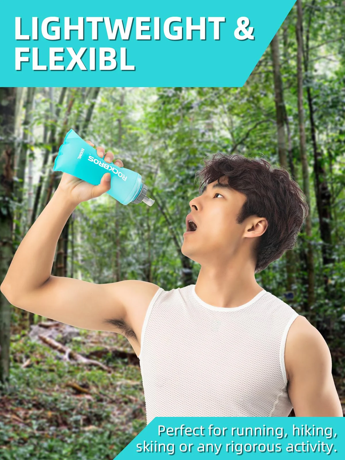 ROCKBROS 500ml Collapsible Soft Flask Flexible Water Bottle for Running, Hiking, Cycling Skiing - Image 6