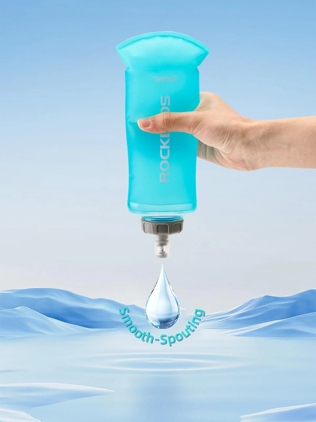 ROCKBROS 500ml Collapsible Soft Flask Flexible Water Bottle for Running, Hiking, Cycling Skiing - Image 7
