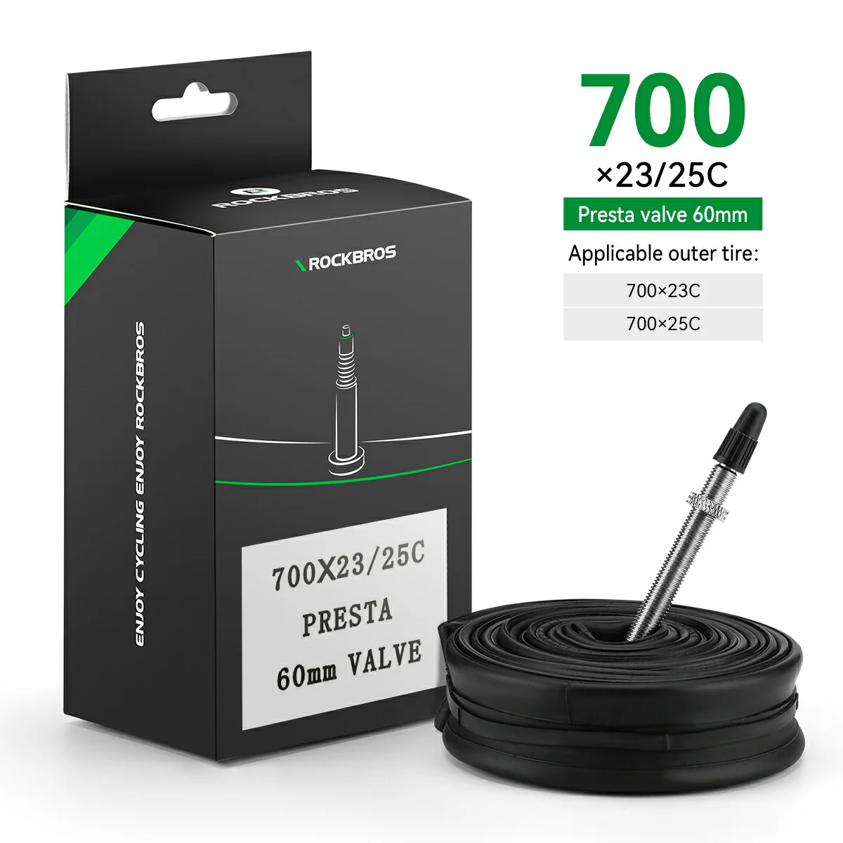 ROCKBROS 700X23/25/28/35C Road Bike Inner Tube 48mm Presta/Schrader Valve High Self Sealing Butyl Rubber - Image 2