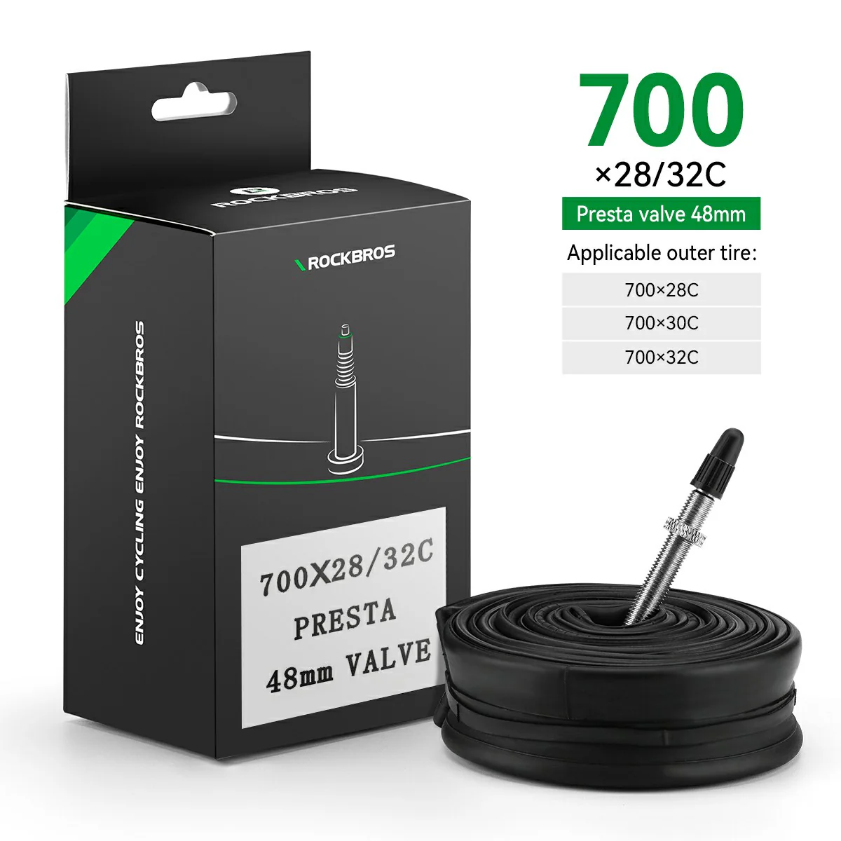 ROCKBROS 700X23/25/28/35C Road Bike Inner Tube 48mm Presta/Schrader Valve High Self Sealing Butyl Rubber - Image 4