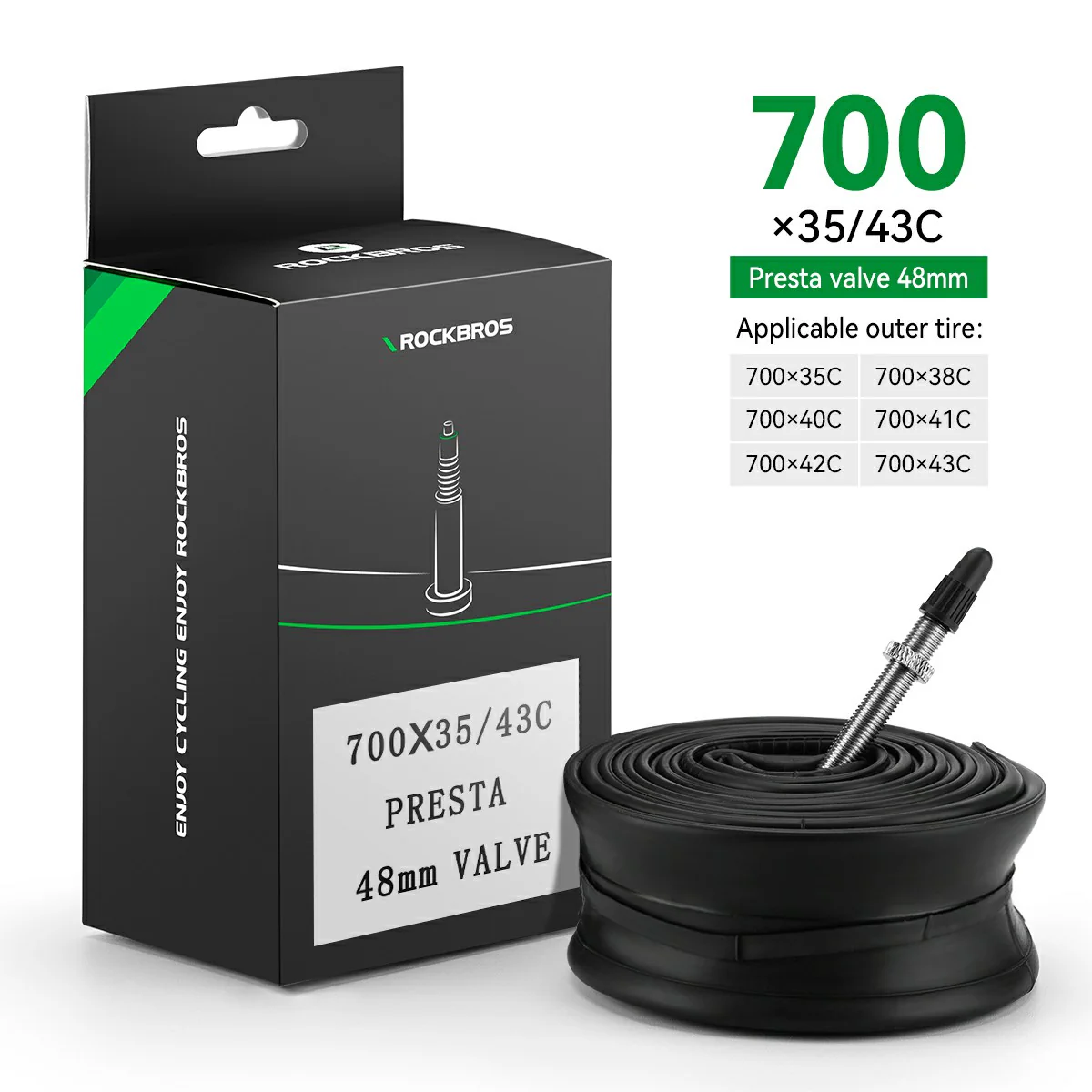 ROCKBROS 700X23/25/28/35C Road Bike Inner Tube 48mm Presta/Schrader Valve High Self Sealing Butyl Rubber - Image 7