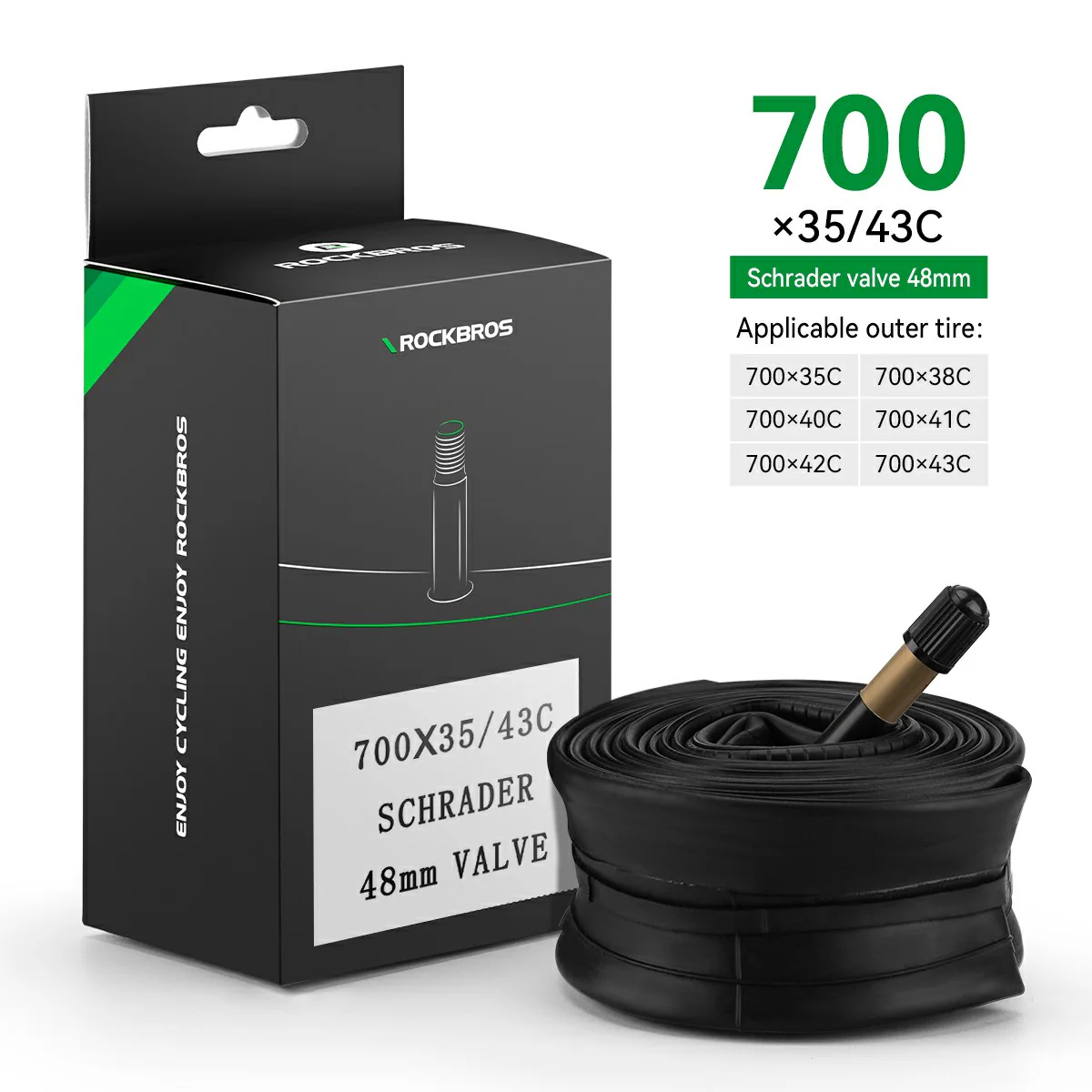 ROCKBROS 700X23/25/28/35C Road Bike Inner Tube 48mm Presta/Schrader Valve High Self Sealing Butyl Rubber - Image 8