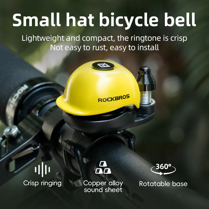 ROCKBROS 80DB Bike Bell Aluminum Alloy Helmet-Shaped Fits 22-34mm Handlebars - Image 9