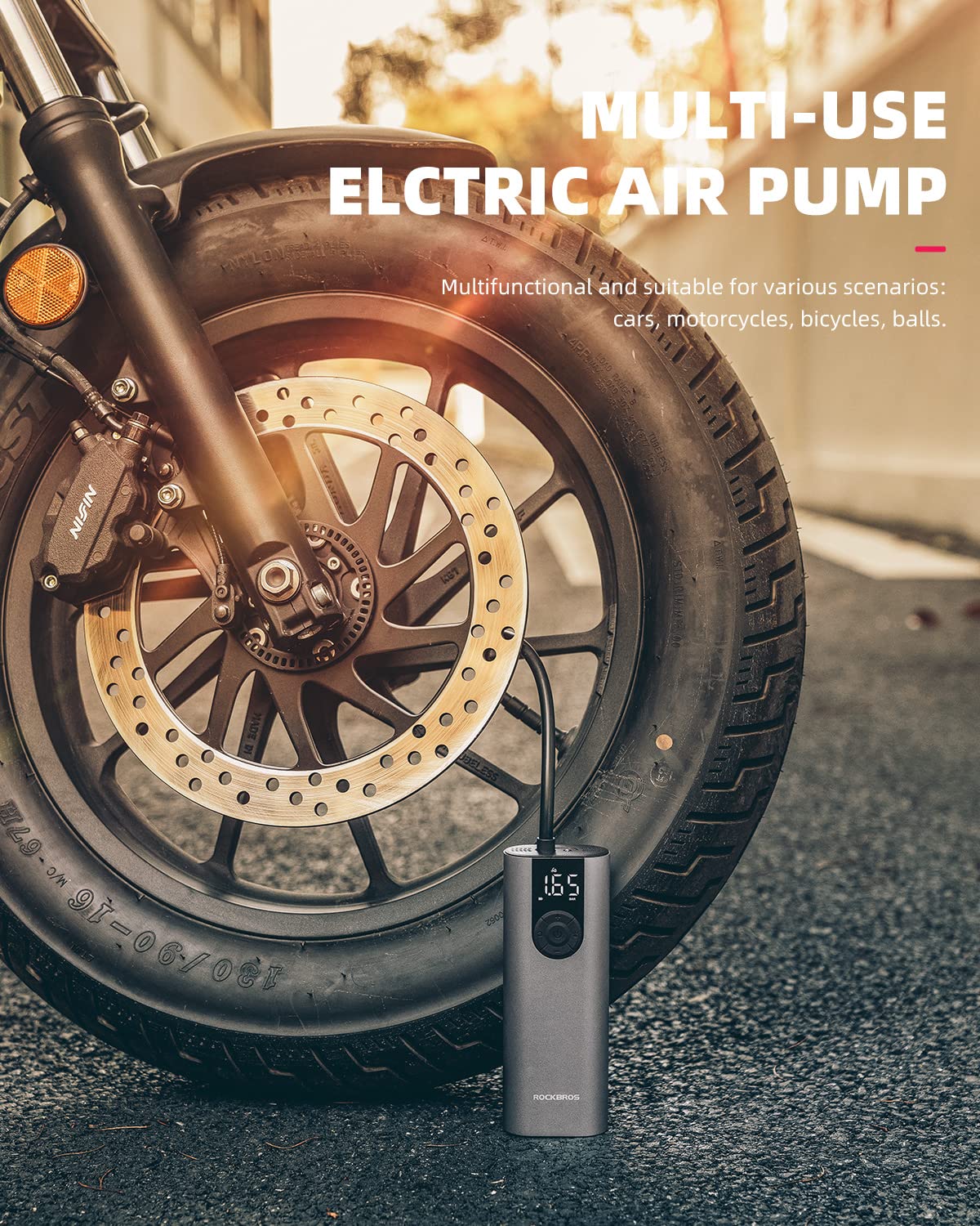 ROCKBROS A8 Mini Electric Air Bike Tire Pump 150PSl 2*2600mAh - Image 7