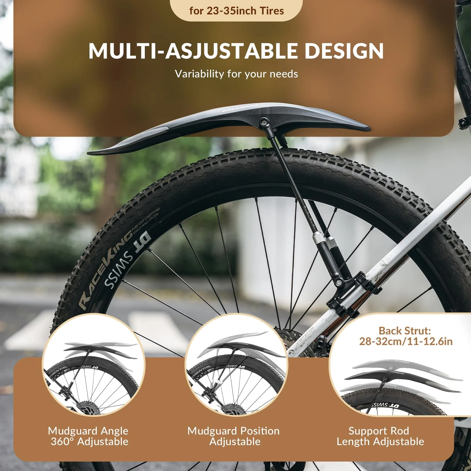 ROCKBROS Adjustable Bike Fender for 26"/27.5"/29" MTB Mud Guards - Image 10