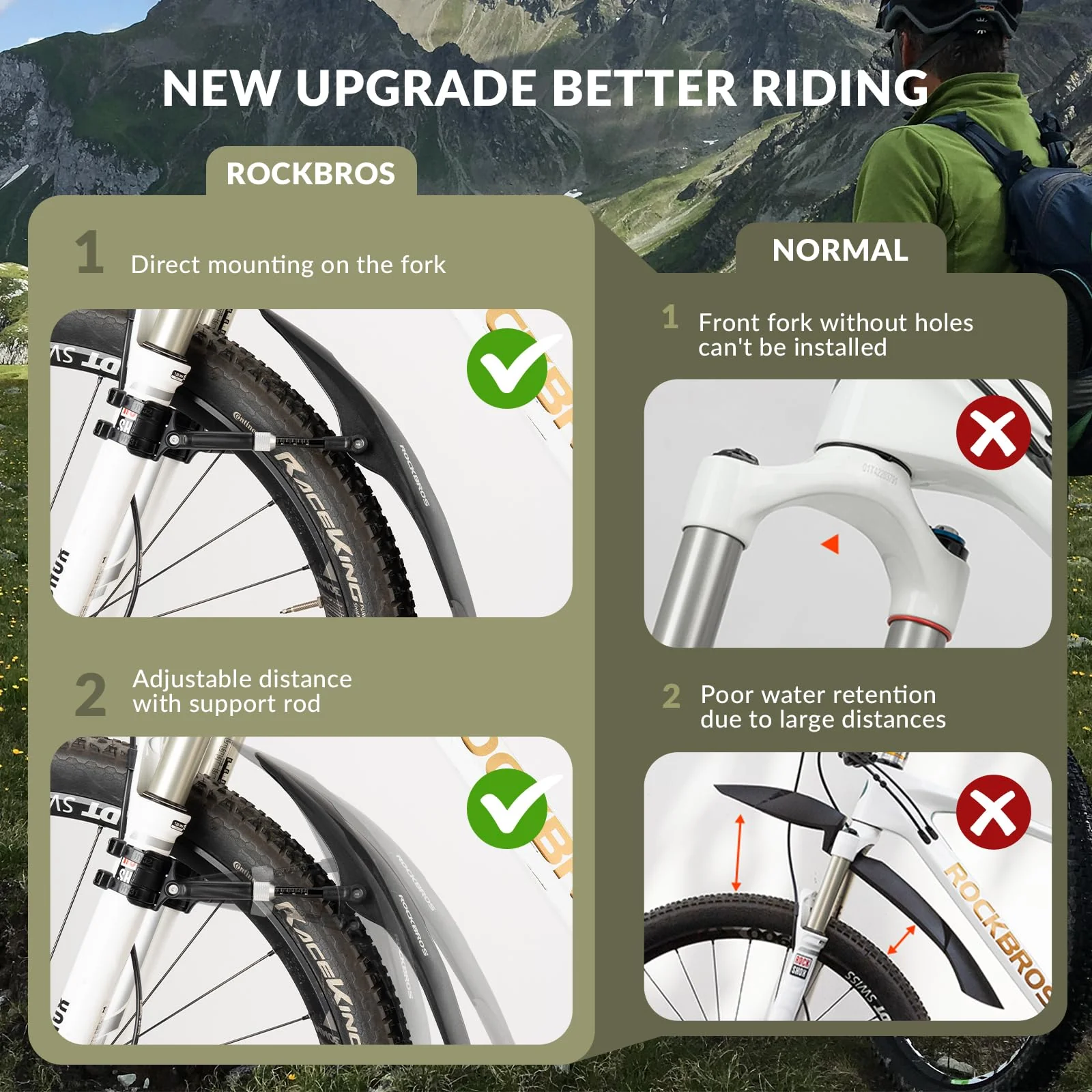 ROCKBROS Adjustable Bike Fender for 26"/27.5"/29" MTB Mud Guards - Image 6