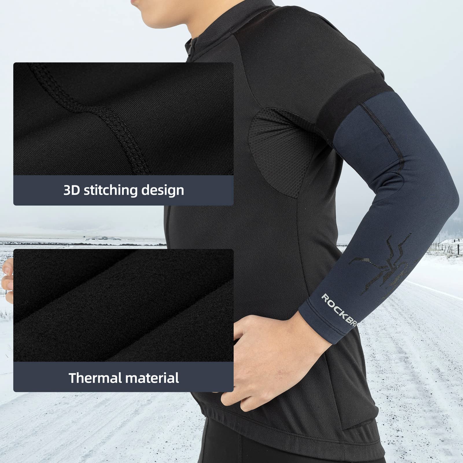 ROCKBROS Arm Sleeves Cycling Arm Warmers with Ultimate Warmth Moisture-Wicking Flexible - Image 3